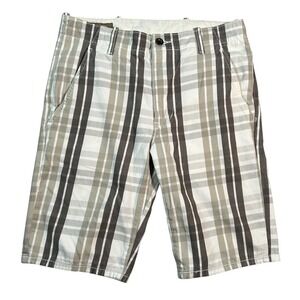Levi Strauss & Co Mens Plaid Shorts 33-34"W Brown Gray Retro Y2K Bermuda Walking